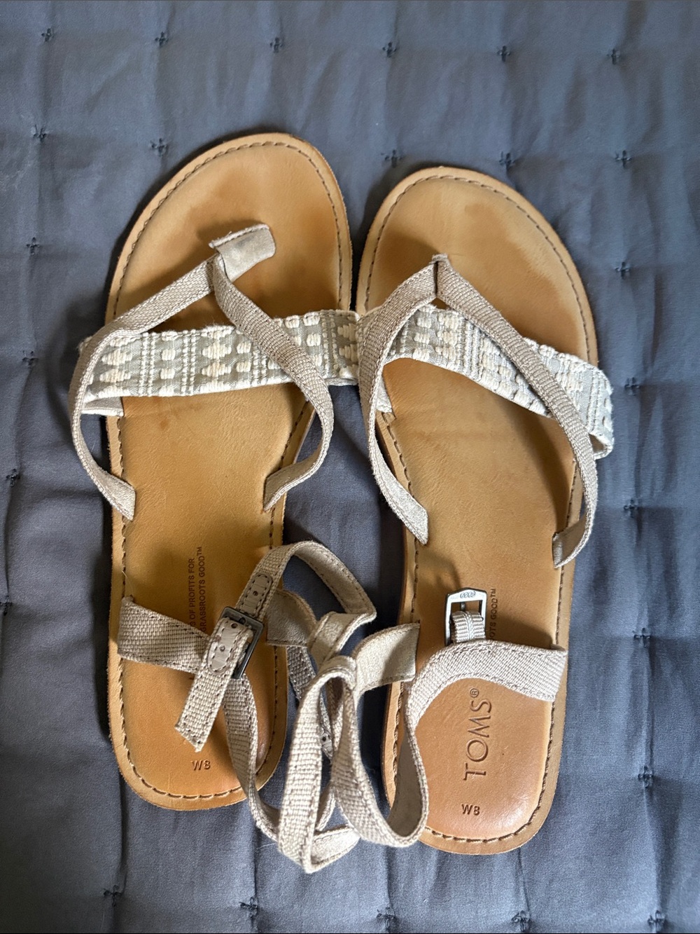TOMS Women's Beige Braided Strap Sandals